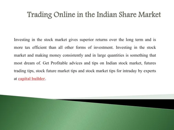 Trading Online in the Indian Share Market