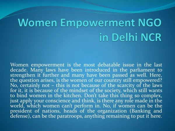 Women Empowerment NGO in Delhi NCR