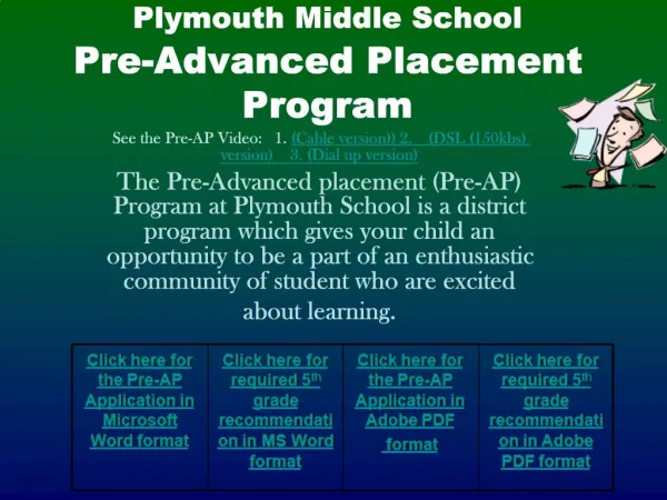 Plymouth Middle School Pre-Advanced Placement Program