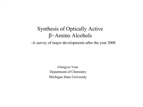 Synthesis of Optically Active b-Amino Alcohols