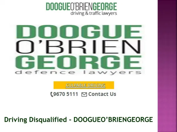 Driving Disqualified - DOOGUEO’BRIENGEORGE