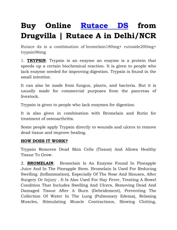 Buy Online Rutace DS from Drugvilla | Rutace A in Delhi/NCR