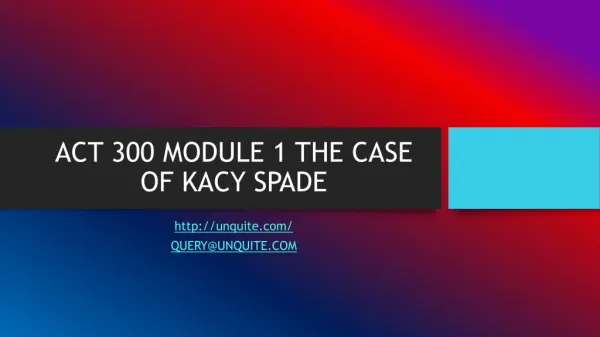 ACT 300 MODULE 1 THE CASE OF KACY SPADE