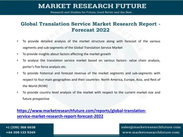 Translation Service Market Key Players, Applications, Size, Share, Industry Development, Segments to 2027