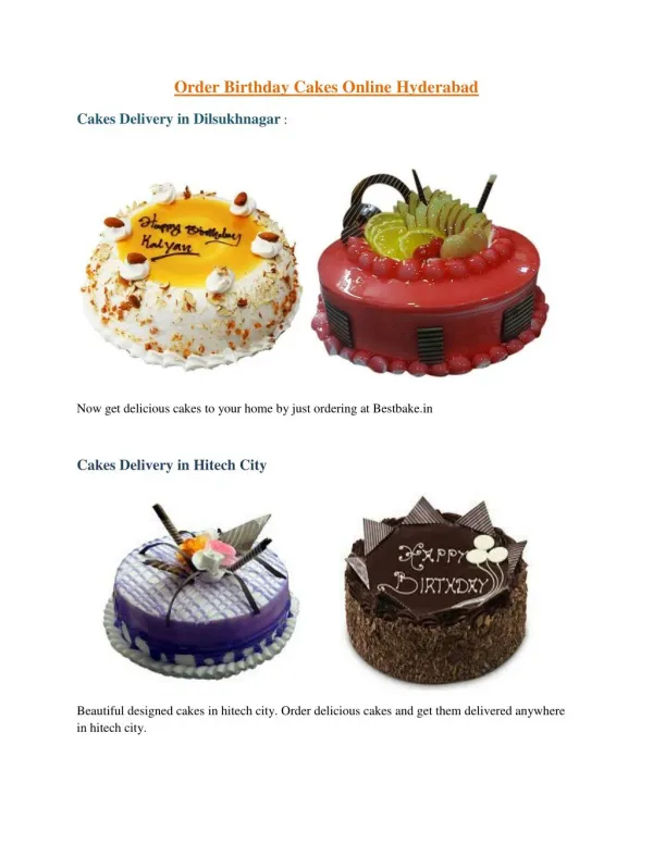 Order Birthday Cakes Online Hyderabad