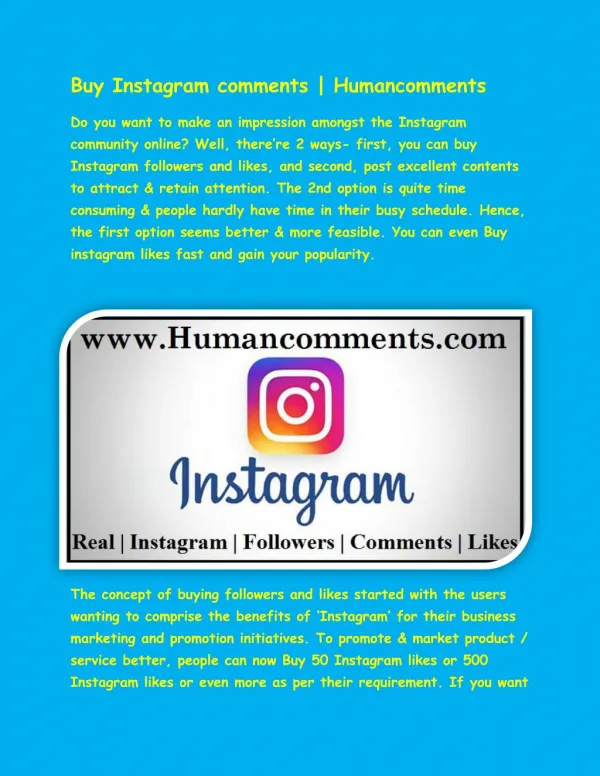Buy Instagram comments | Humancomments