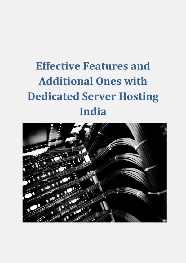 Effective Features and Additional Ones With Dedicated Server Hosting India