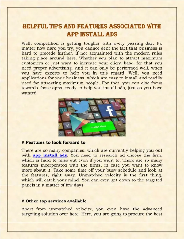 Helpful Tips And Features Associated With App Install Ads
