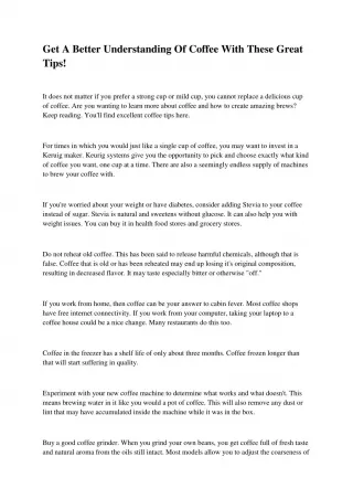 Get A Better Understanding Of Coffee With These Great Tips! - slide 1