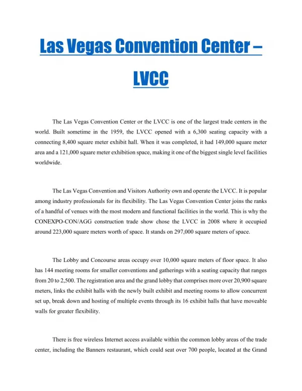 Las Vegas Convention Center – LVCC