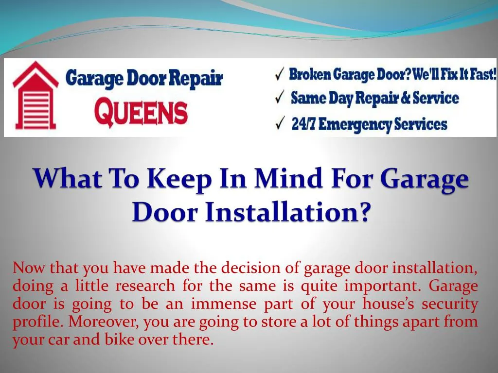 what to keep in mind for garage door installation