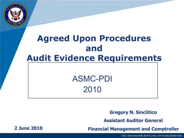 Agreed Upon Procedures and Audit Evidence Requirements
