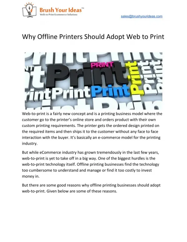 Why Offline Printers Should Adopt Web to Print