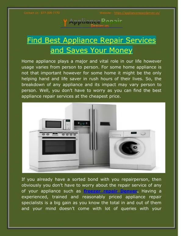 Find Best Appliance Repair Services and Saves Your Money