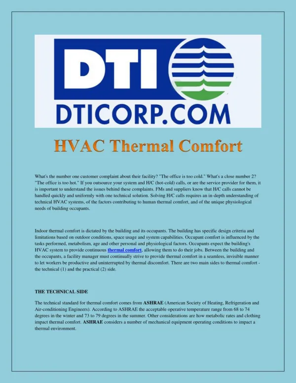 HVAC Thermal Comfort