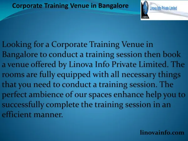 Corporate Training Venue in Bangalore