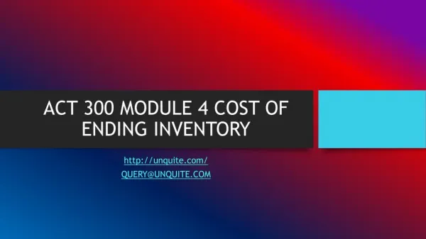 ACT 300 MODULE 4 COST OF ENDING INVENTORY