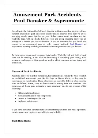 Amusement Park Accidents - Paul Dansker & Aspromonte - slide 1