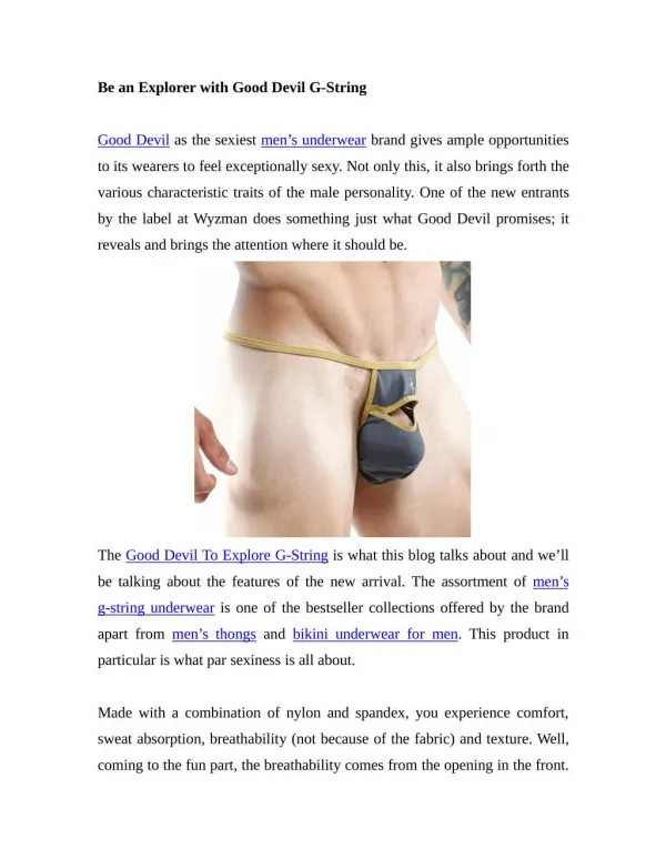 Be an Explorer with Good Devil G-String