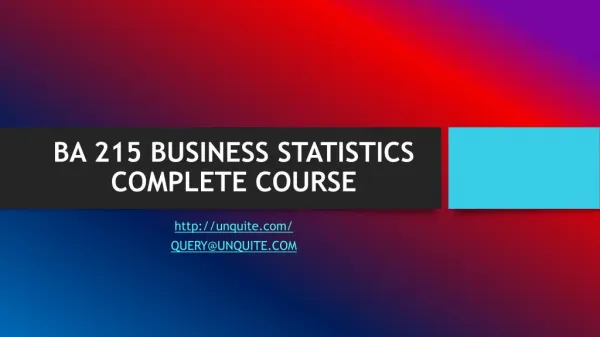 ba 215 business statistics complete course