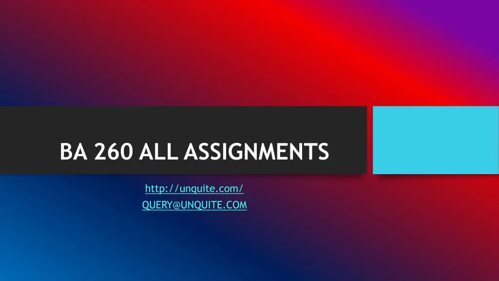 ba 260 all assignments