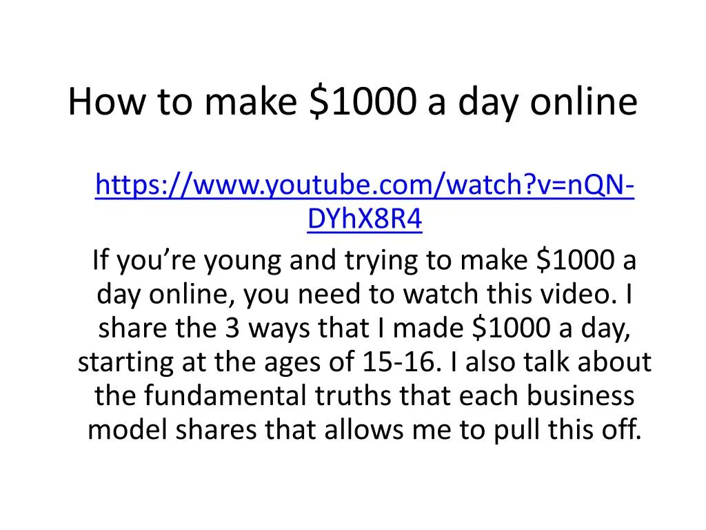 how to make 1000 a day online