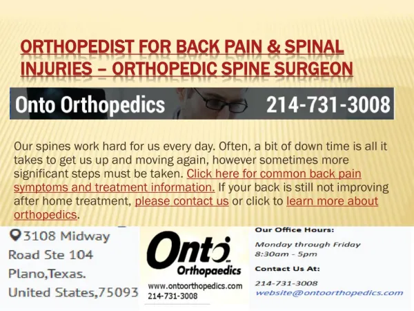 Orthopedist for back pain and spinal injuries