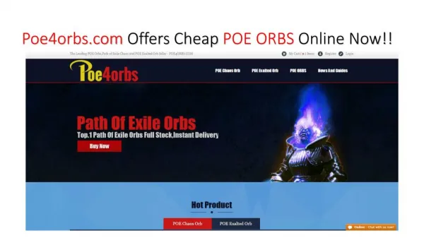Poe4orbs.com is offering cheap Path of Exile ORBS Online Now