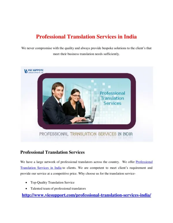 Professional Translation Services in India