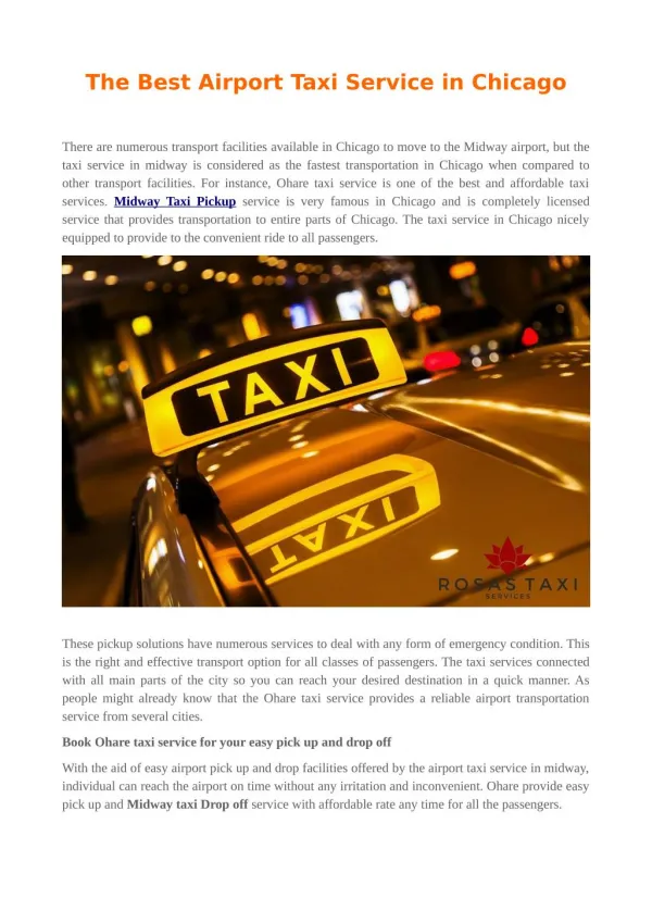 The Best Airport Taxi Service in Chicago