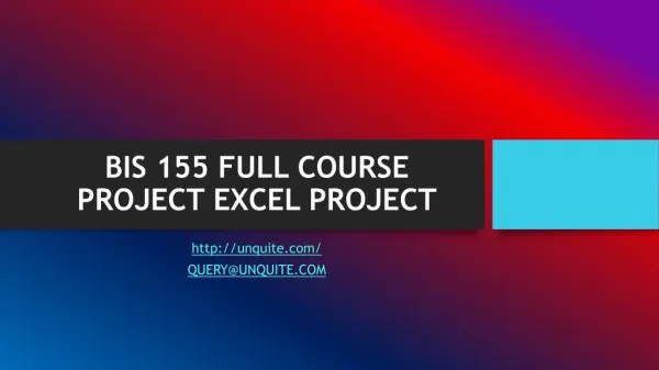 BIS 155 FULL COURSE PROJECT EXCEL PROJECT