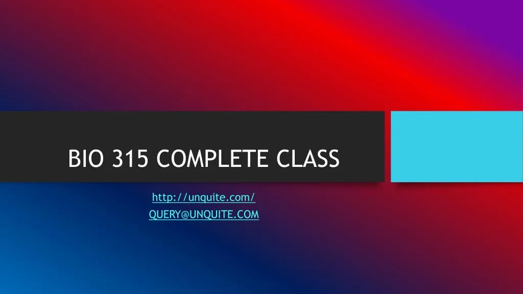 bio 315 complete class