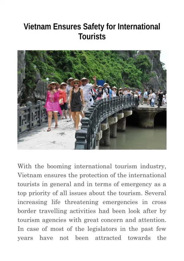 Vietnam Ensures Safety for International Tourists