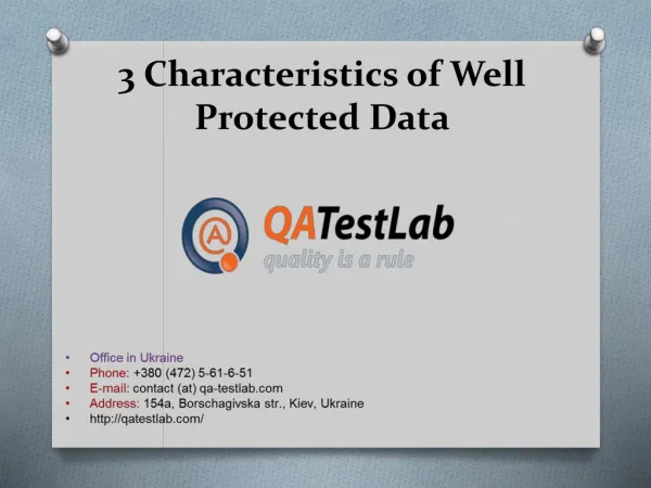 3 characteristics of well protected data