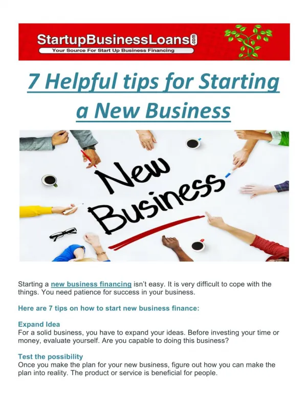 7 Helpful tips for Starting a New Business