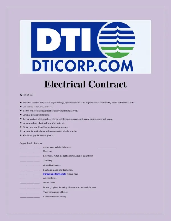 Sample Electrical Contract