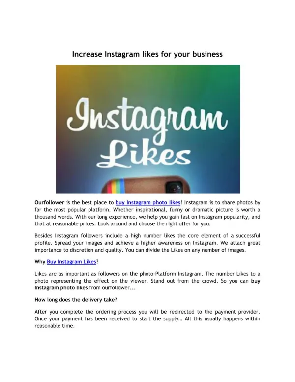 Increase Instagram likes for your business