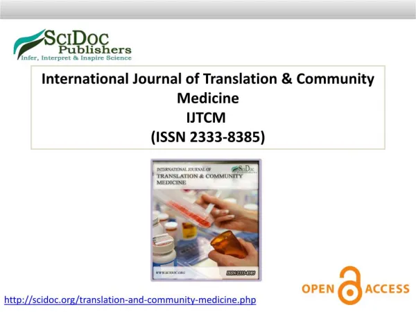 International Journal of Translation & Community Medicine ISSN 2333-8385