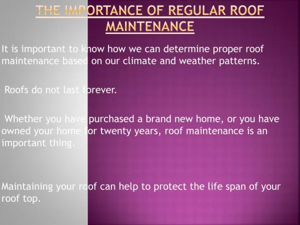 Regular Roof Maintenance Importance
