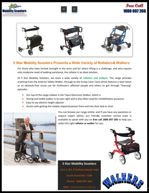 5 Star Mobility Scooters Presents a Wide Variety of Rollators & Walkers