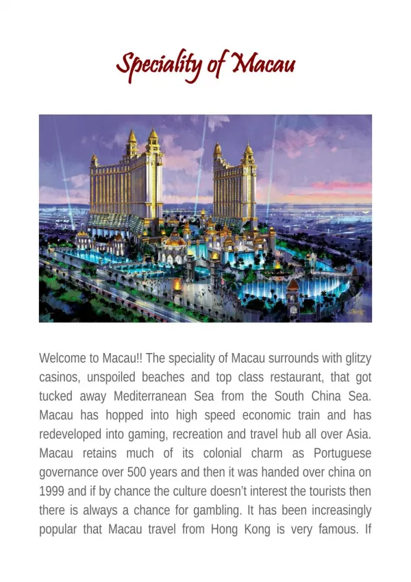 Speciality of Macau