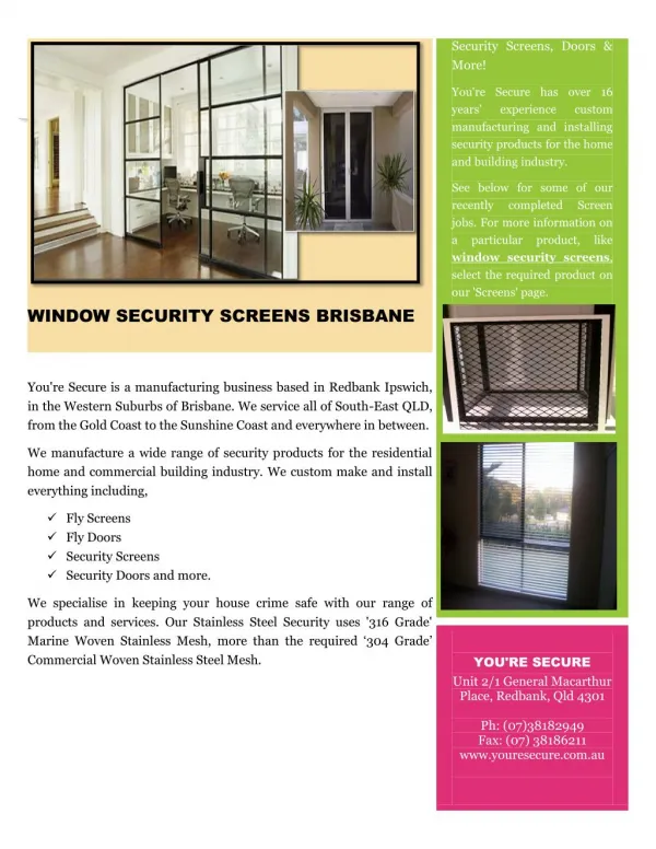 WINDOW SECURITY SCREENS BRISBANE