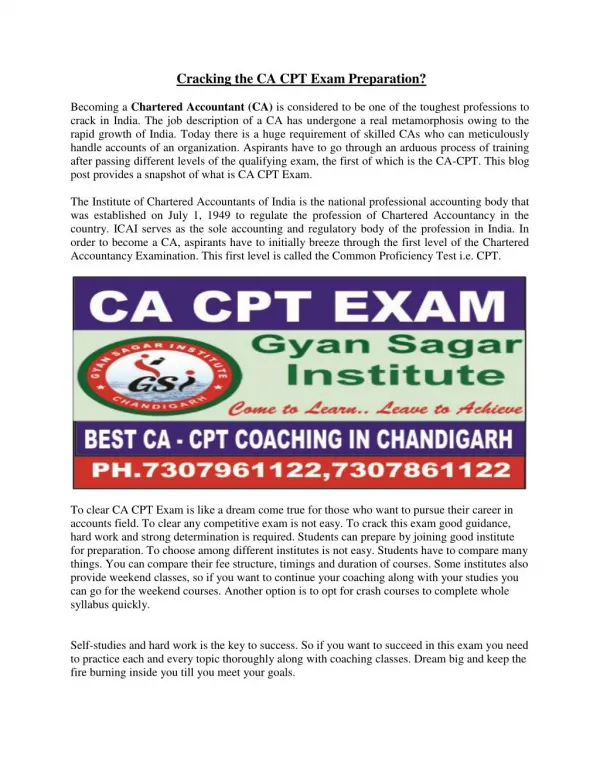 CA CPT Coaching in Chandigarh