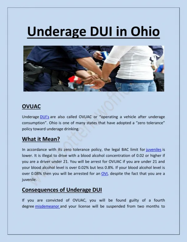 Underage DUI in Ohio