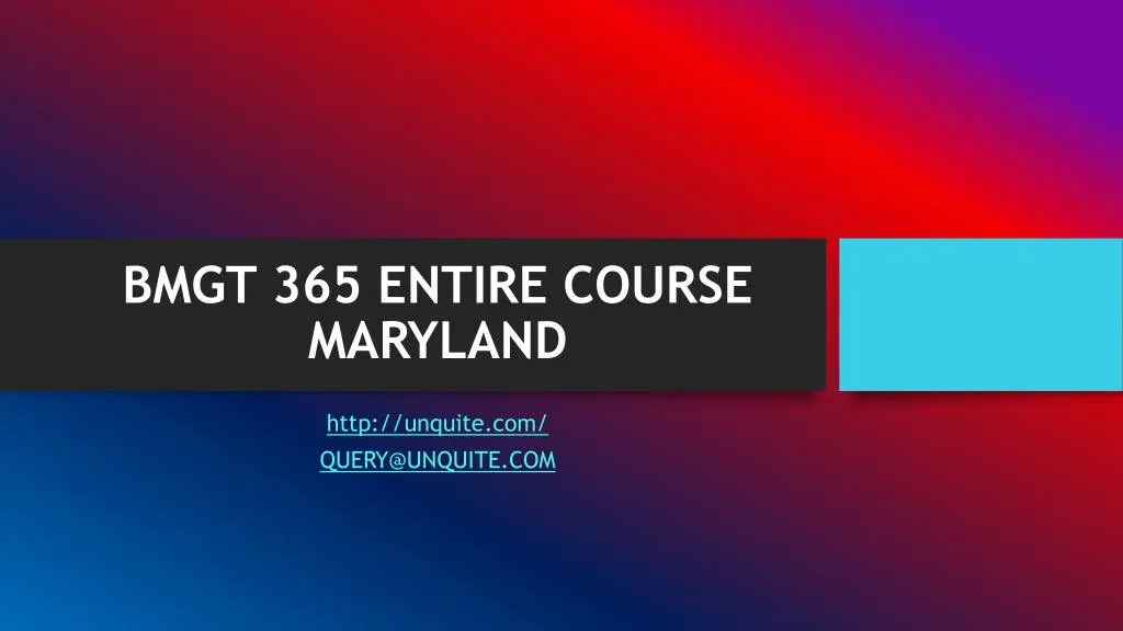 bmgt 365 entire course maryland