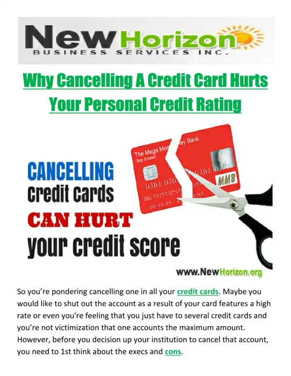 Why Cancelling A Credit Card Hurts Your Personal Credit Rating