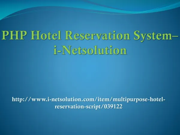 PHP Hotel Reservation System – i-Netsolution