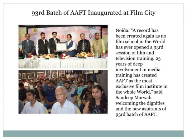 93rd Batch of AAFT Inaugurated at Film City