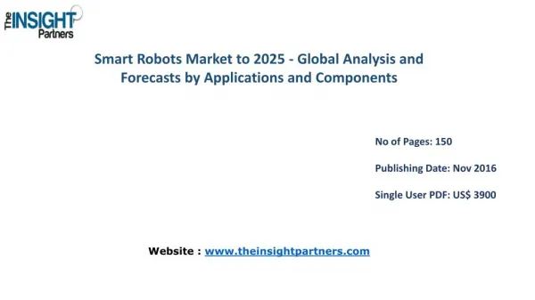 Smart Robots Market to 2025-Industry Analysis, Applications, Opportunities and Trends |The Insight Partners