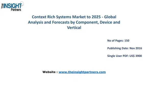 Explore Context Rich Systems Market Trends, Business Strategies and Opportunities 2025 |The Insight Partners